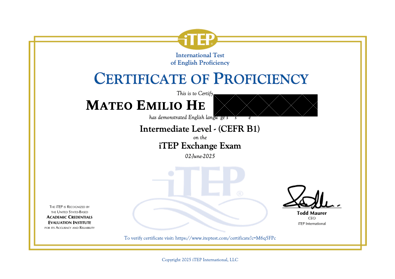 Exchange Certificate